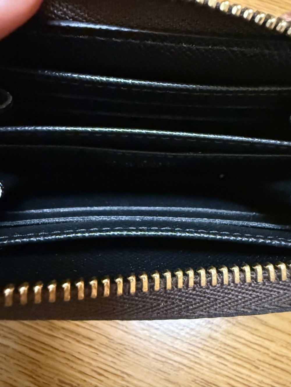 Louis Vuitton Black and Gold Monogram Zip Card Wallet - Picture 5 of 9